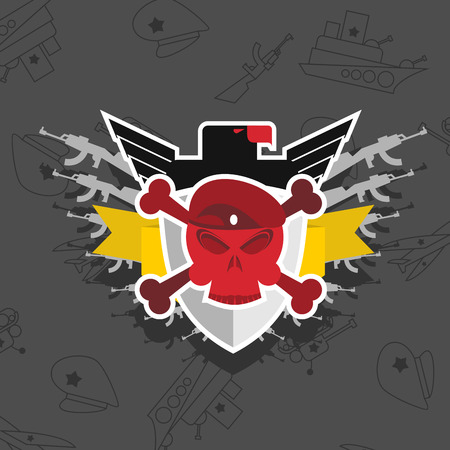 war emblem. Skull in beret with the Eagle.のイラスト素材