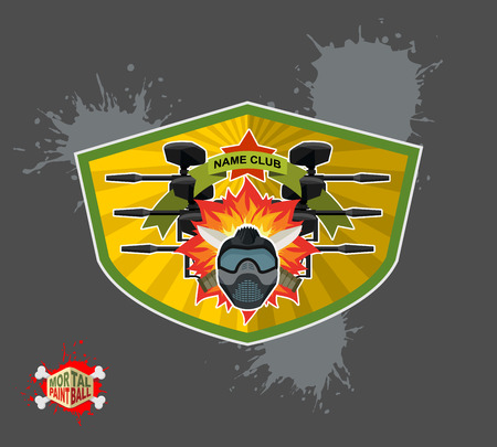 Paintball logo. shield with wings. Emblem  Mortal paintbalのイラスト素材