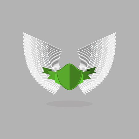 shield with wings and ribbon. heraldic shapesのイラスト素材