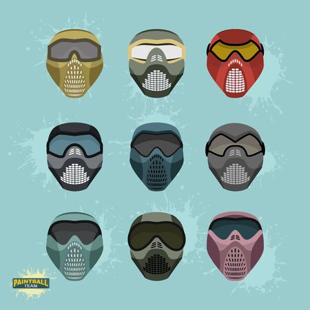 paintball protection mask setのイラスト素材