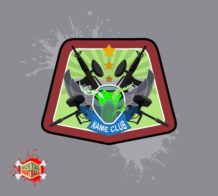 paintball club. Mortal paintball. Guns and mask.のイラスト素材