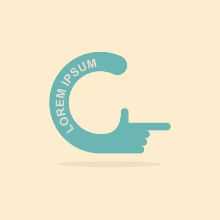 logo hand. Letter C. Pointing gesture handsのイラスト素材