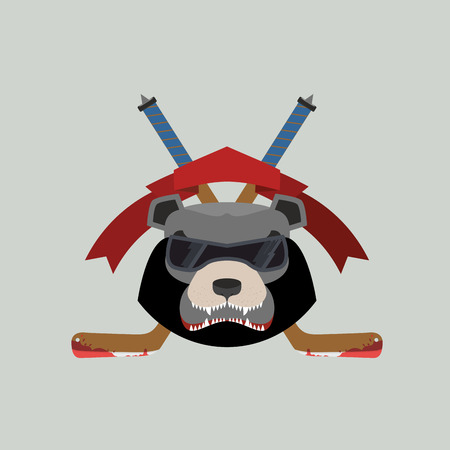 Bear Hockey Logo. Vector illustrationのイラスト素材