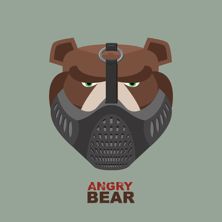 Angry bear in mask. A ferocious wild animalのイラスト素材