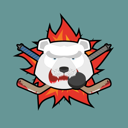Bear Hockey Logo. Vector illustrationのイラスト素材