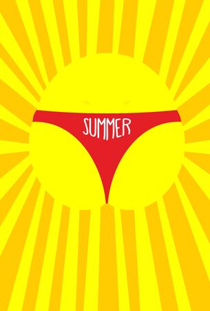 Sun in panties women. Summer. Solar Vector illustration.のイラスト素材
