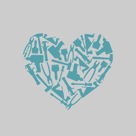 Symbol heart of carpentry tools. Icon for carpentry shop or mastreskoj tools. Vector illustrationのイラスト素材