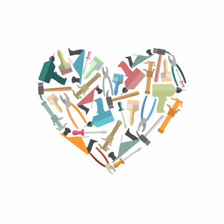 Symbol heart of Construction tools. Icon for carpentry shop or mastreskoj tools. Vector illustrationのイラスト素材