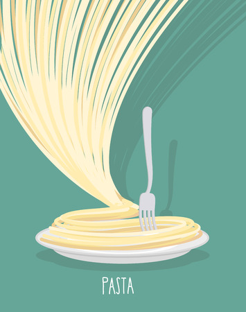 Plate of pasta. A dish of Spaghetti. Vector illustration.のイラスト素材