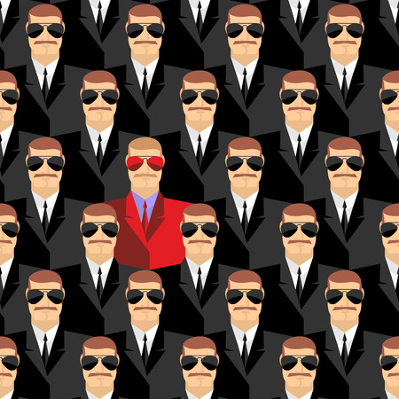 Secret agents. A spy among agents. Seamless pattern pepopleのイラスト素材
