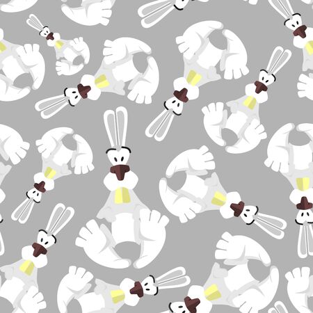 Seamless pattern with bunnies. Background of animals. Funny rabbits. Vector illustrationのイラスト素材