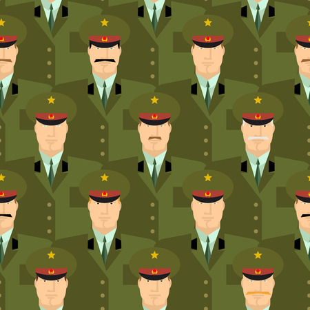 Russian military officers seamless pattern. Army background of people in uniform. Vector background. Russian soldiers police in dress uniformのイラスト素材
