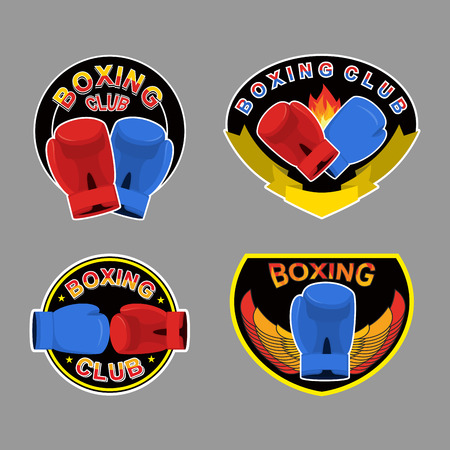 Set boxing emblem. Vector illustration. Boxing gloves in embem.のイラスト素材