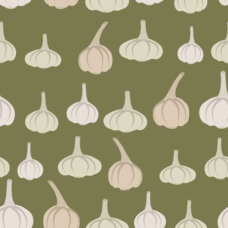 Background of gray garlic. Vector seamless pattern of vegetables. Vector textureのイラスト素材