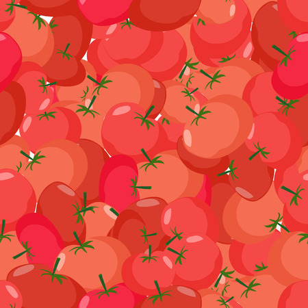 Tomato pattern. Seamless background with red tomatoes. Vector textureのイラスト素材