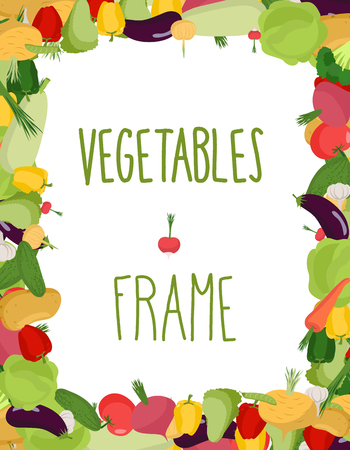 Fresh vegetables frame. Healthy food vector illustrationのイラスト素材