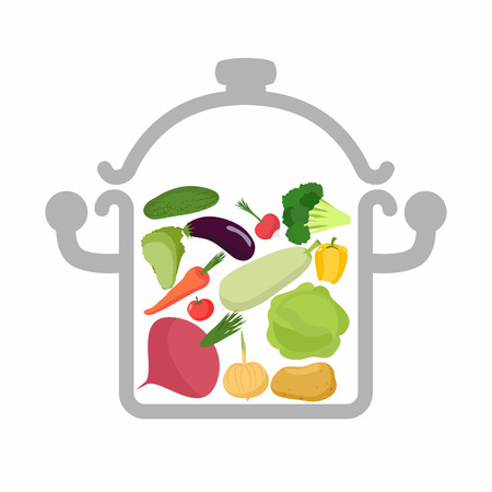 Vegetables in a saucepan. のイラスト素材