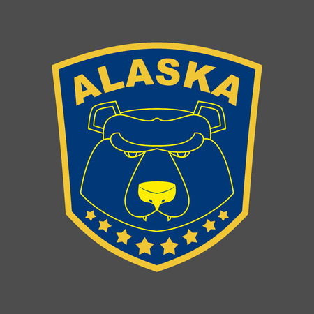 Alaska bear. Stripe or emblem depicting muzzle of a bear. Alaska logoのイラスト素材