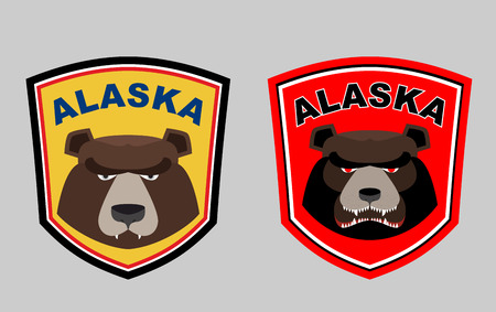 Alaska bear. Set logos for hunting or sports team. Vector illustration.のイラスト素材