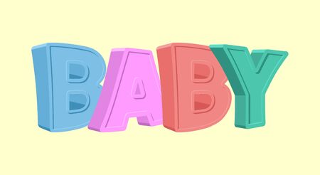 Colorful cartoon BABY text on white backgroundのイラスト素材