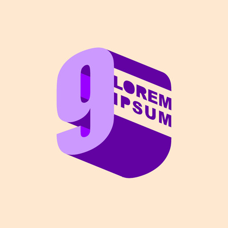 Number 9 3D logo vector design template elements. Digit nine