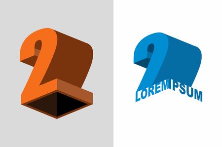 Logo number two. 3D figures. Vector design template elementsのイラスト素材