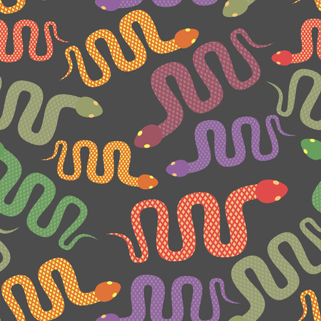 Snake seamless pattern. Vector background of desert reptiles. Colorful snakesのイラスト素材