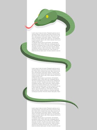 Snake wraps around. With space for text. Vector illustration. Reptile wrapped around a blank sign.のイラスト素材
