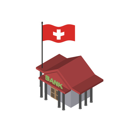 Swiss Bank. Reliable Bank with flag of Switzerland. Vector icon.のイラスト素材