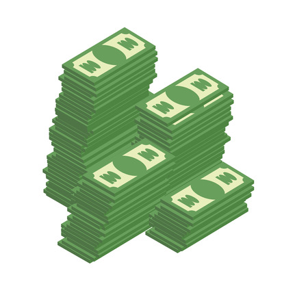 Bunch of cash. Piles of dollars. Wealth. Vector illustration.のイラスト素材
