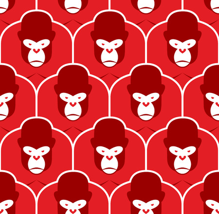 Gorilla seamless pattern. Flock of Angry red big monkey. Background of Group of animals. Beasts vector illustrationのイラスト素材
