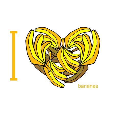 I love bananas Symbol of heart of bananas. のイラスト素材