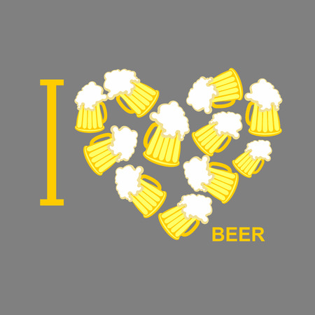 I love beer Symbol heart of steins of beer. のイラスト素材