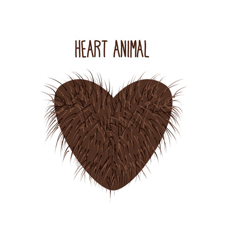 Hairy Heart animal Sign heart shaggy Brown and fluffy. のイラスト素材
