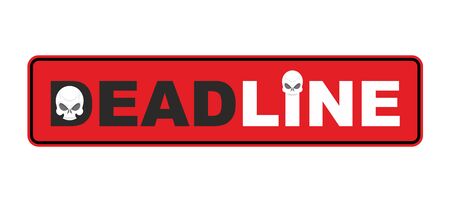 Deadline- end of  period. skull Sticker. Vector illustrationのイラスト素材