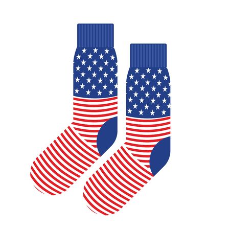 USA Patriot socks. Clothing accessory is an American flag. Vector illustrationのイラスト素材