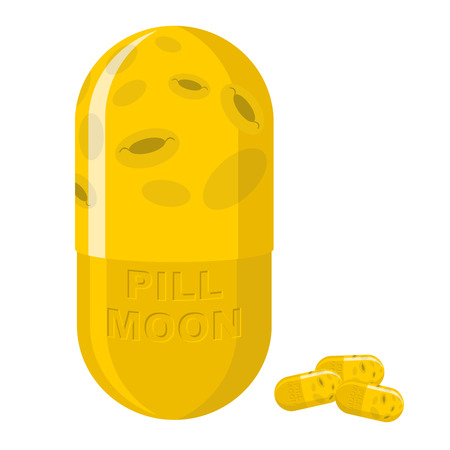 Moon pill. Fantastic Medication from disease. Vector illustrationのイラスト素材