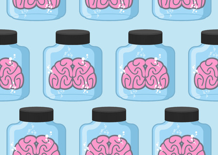 Pink brains jar seamless pattern. Vector illustrationのイラスト素材