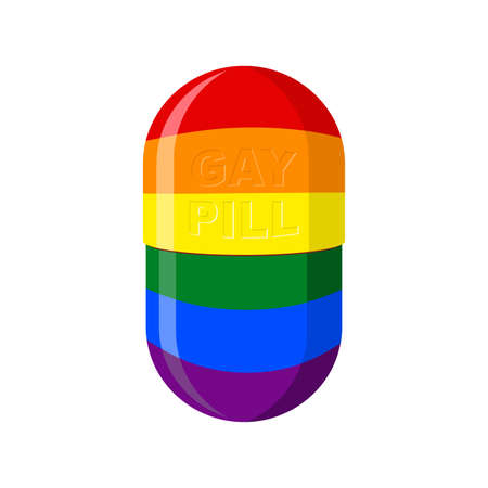 Gay pill. Pharmaceutical Capsule with LGBT flag. Vector illustration medical Tabletのイラスト素材
