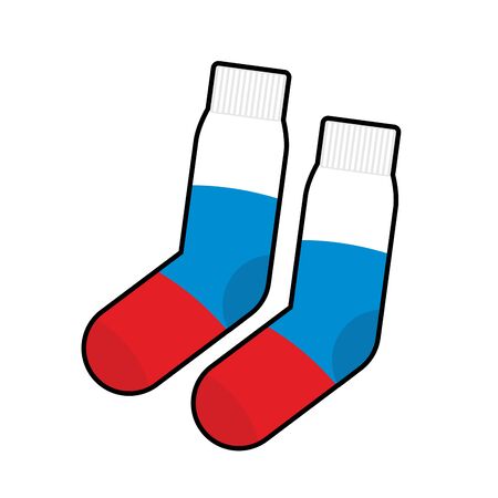Socks Patriot of Russia. Clothing accessory Russian flag. Vector illustrationのイラスト素材