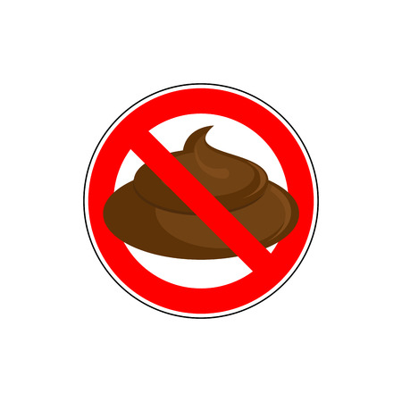 ban to shit. Banning sign take a crap, litter. Red strikethrough circle with shit. Vector illustrationのイラスト素材