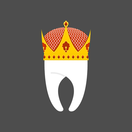 Tooth Crown. White pure Royal. Vector illustration logo for dentistのイラスト素材