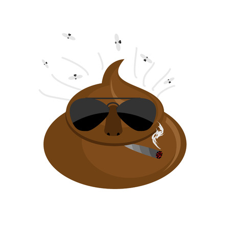 Serious  Shit. turd in dark glasses and cigar.のイラスト素材