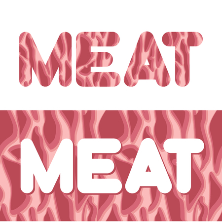 Meat. Letters from texture of fresh meat. Raw red pork, beef.のイラスト素材