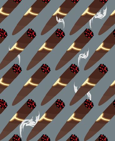Cigar seamless pattern. Background of Cuban cigars and smoke.のイラスト素材