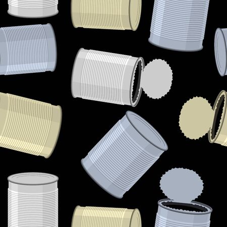 Cans trash vector background. Seamless pattern Tinのイラスト素材