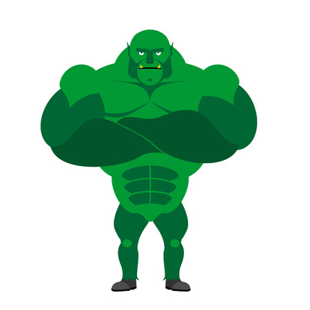 Monster BODYBUILDER on a white background. Monster with big muscles.のイラスト素材