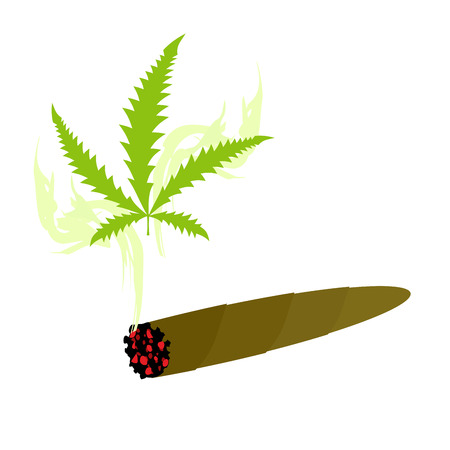 Cigarette with marijuana. Knabis sheet and smoke drug. Vector illustrationのイラスト素材