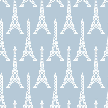 Eiffel Tower seamless pattern. French vector background. Vintage fabric texture in pastel colorsのイラスト素材
