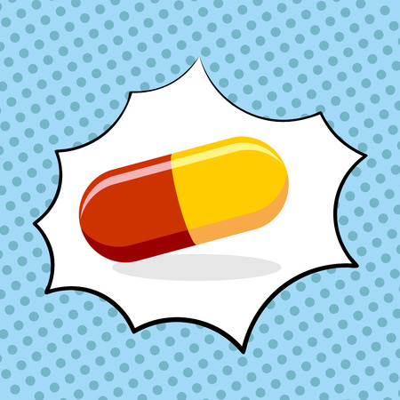 Medicine pill pop art. Medicinal drugs. Vector illustrationのイラスト素材